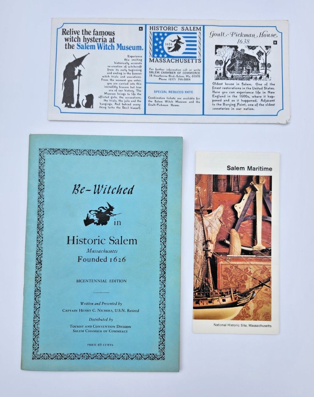 VTG 1976 Salem MA Bicentennial Brochure Ephemera Lot Witch Museum Map Maritime - Picture 1 of 16